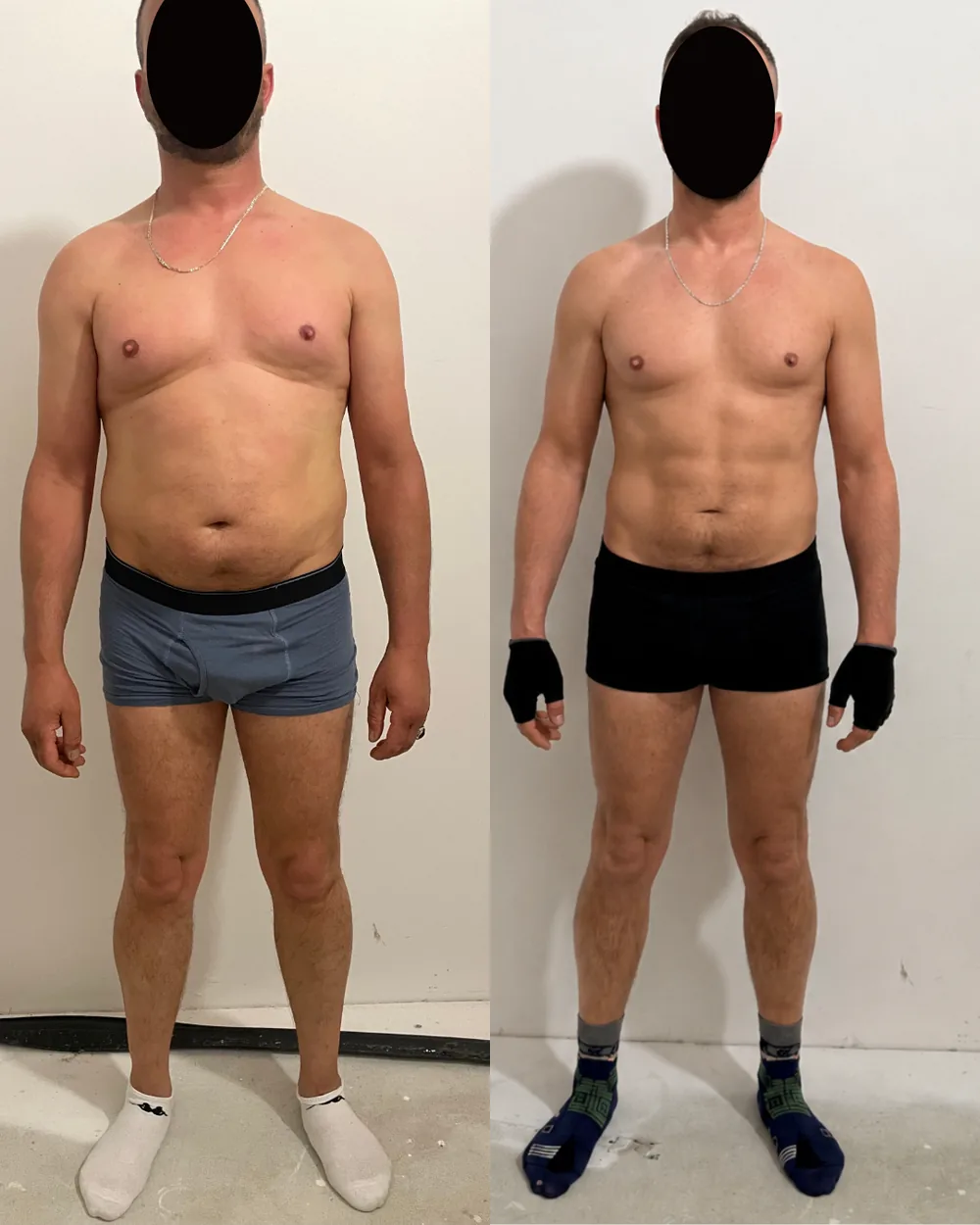 Transformation d'Achraf, avant/après, de 80 kg à 72 kg