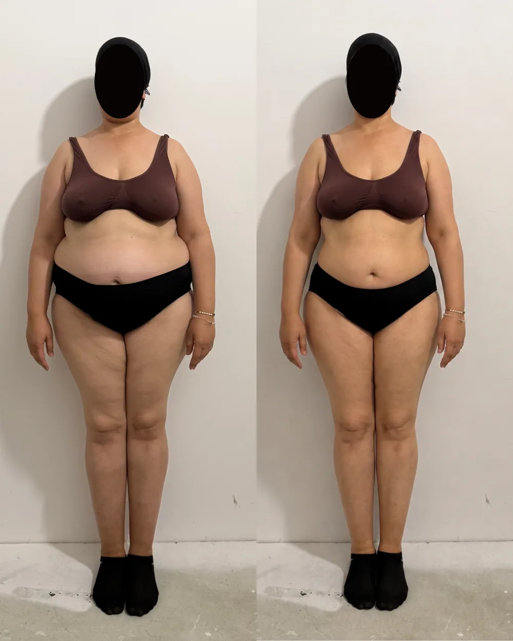 Transformation de Ftaha, avant/après, de 103 kg à 87 kg