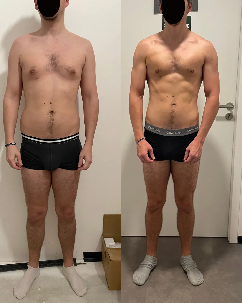 Transformation de Sébastien, avant/après, de 74 kg à 71 kg